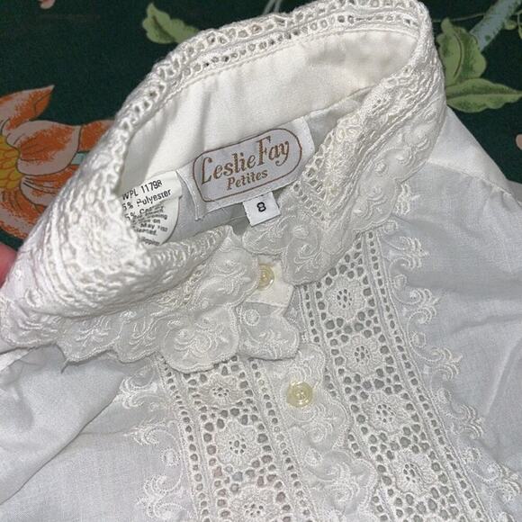 Vintage • Shirt dress • Leslie Fay petite • crocheted lace • modest • beach - Picture 4 of 10